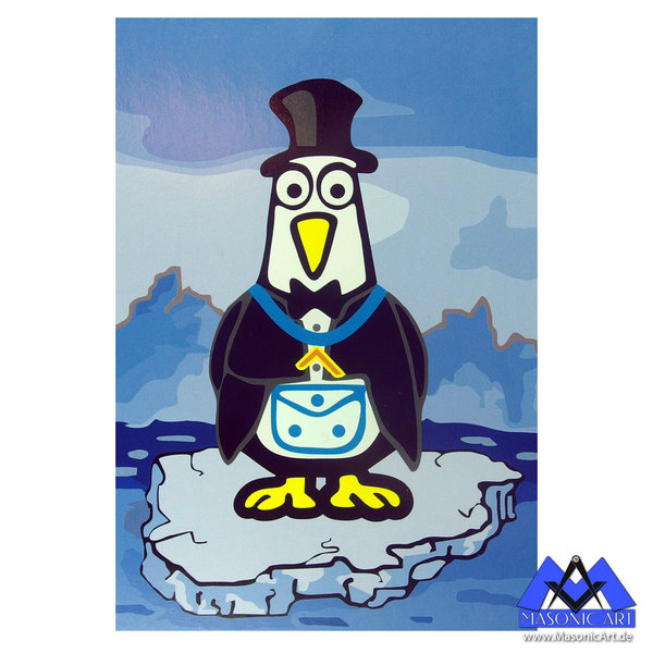 Freimaurer Postkarte / Ansichtskarte "Freimaurer-Pinguin"