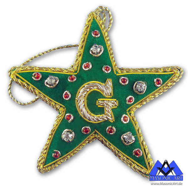 Freimaurer Weihnachtsbaumschmuck - Stern mit "G", grün