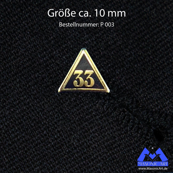Freimaurer Pin "33", schwarz / gold