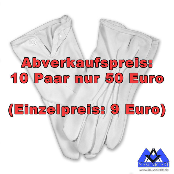 10 Paar weiße Handschuhe mit Druckknopf