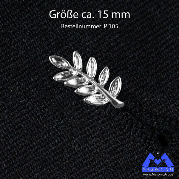 Freimaurer Pin "Akazie", silber, 15 mm, P 105